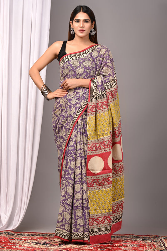 Traditional Bhagalpuri Linen Cotton Saree for Women