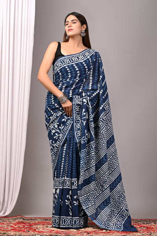 Traditional Bhagalpuri Linen Cotton Saree for Women