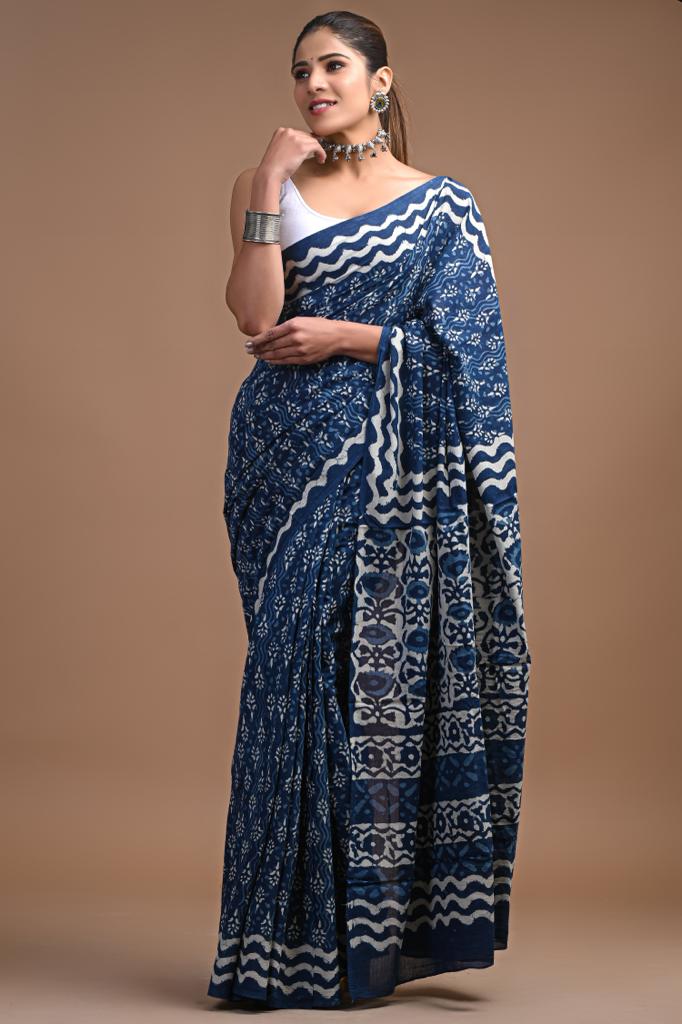 Traditional Bhagalpuri Linen Cotton Saree for Women