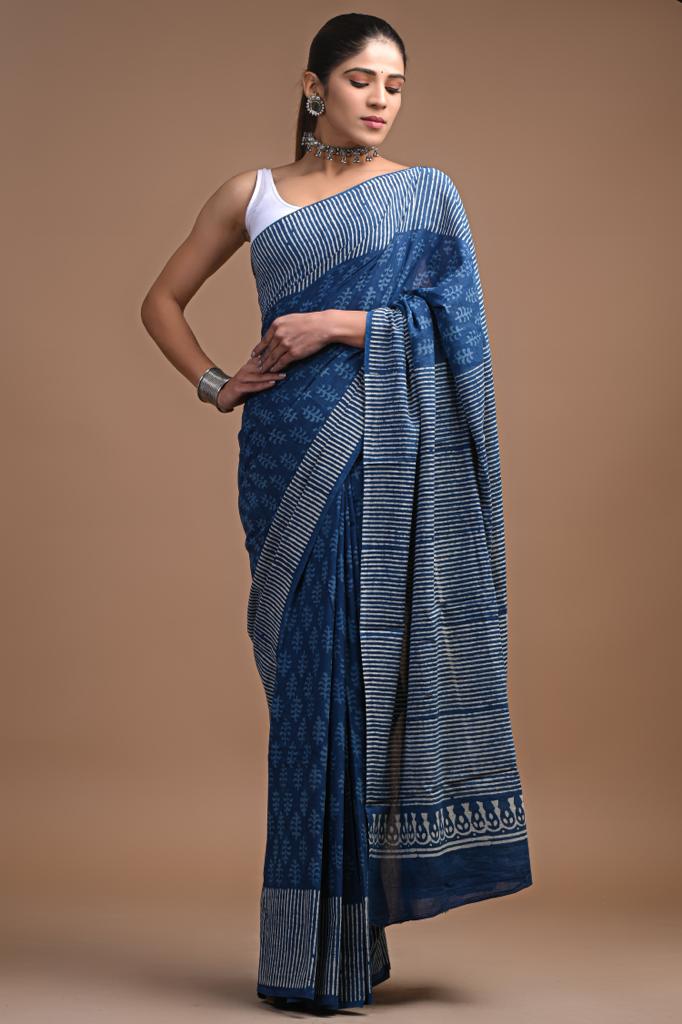 Traditional Bhagalpuri Linen Cotton Saree for Women