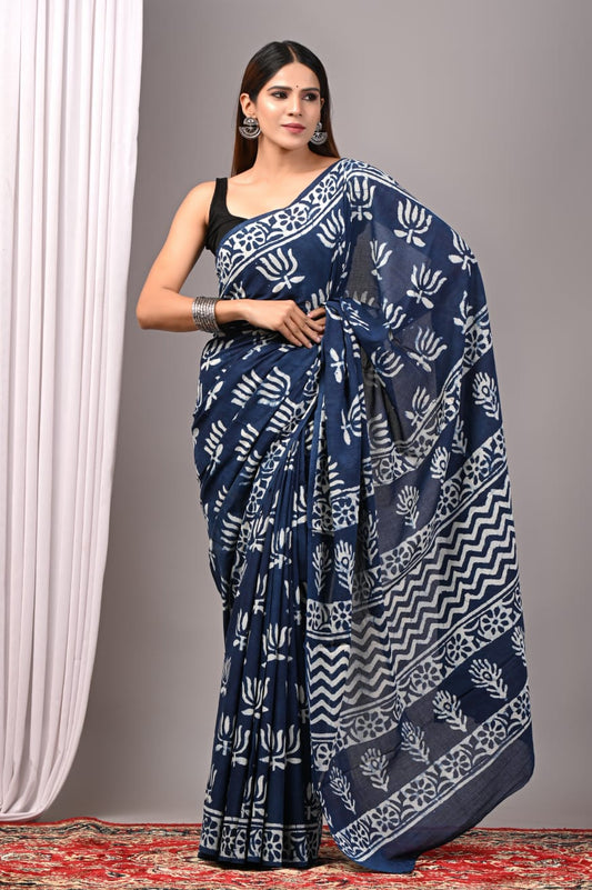 Traditional Bhagalpuri Linen Cotton Saree for Women