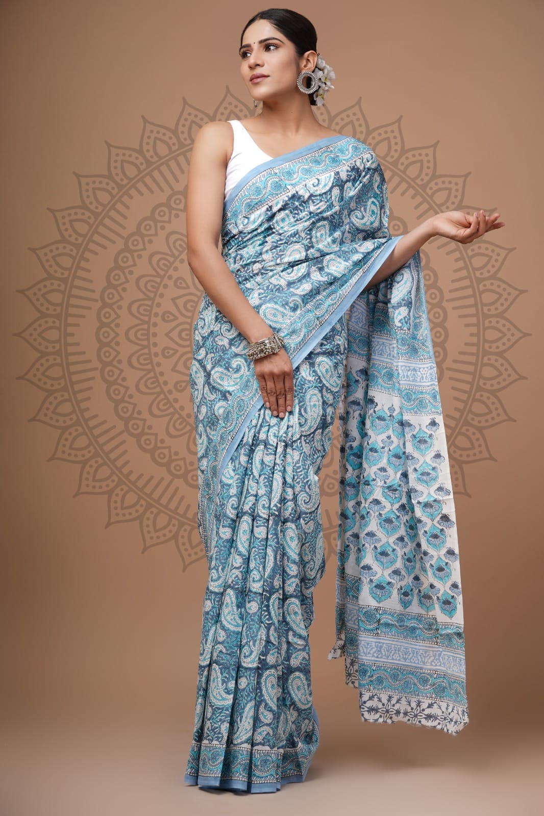 Traditional Bhagalpuri Linen Cotton Saree for Women