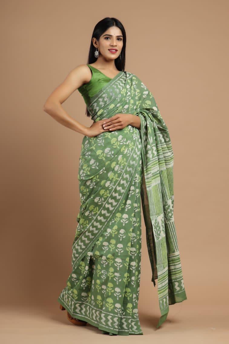 Traditional Bhagalpuri Linen Cotton Saree for Women