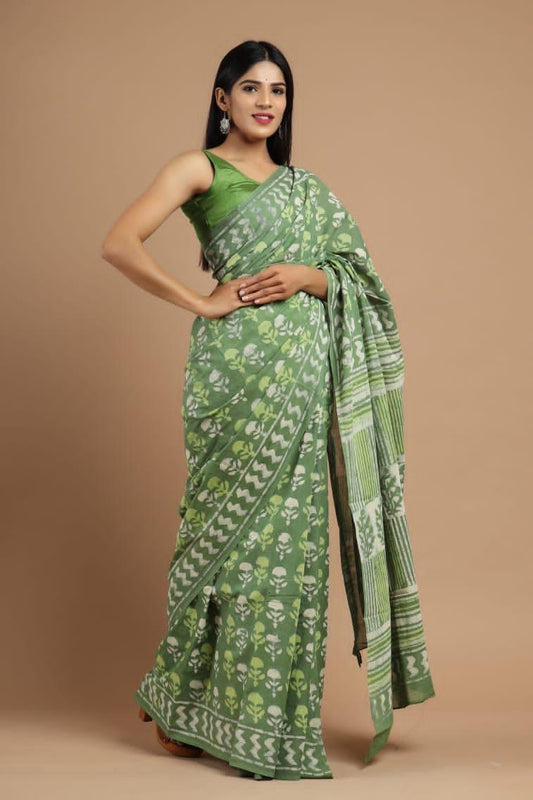 Traditional Bhagalpuri Linen Cotton Saree for Women