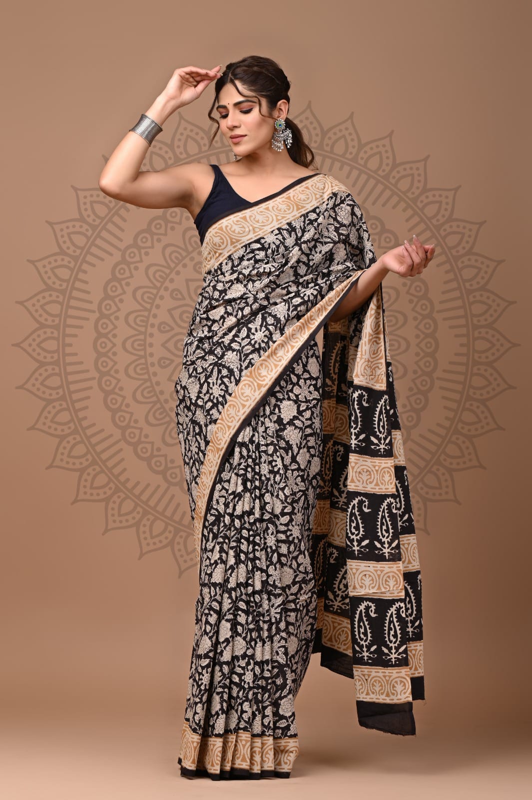Traditional Bhagalpuri Linen Cotton Saree for Women