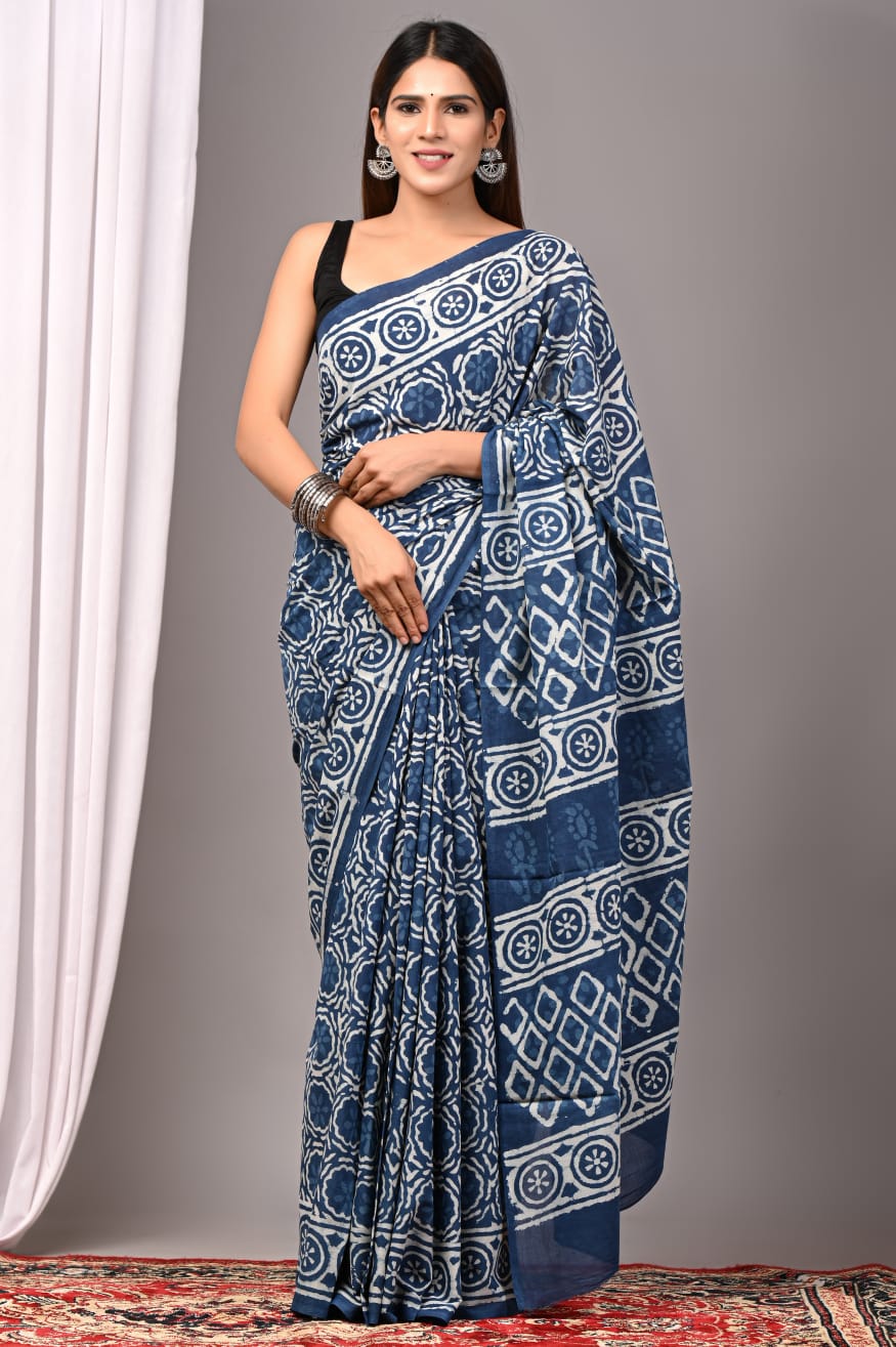 Traditional Bhagalpuri Linen Cotton Saree for Women