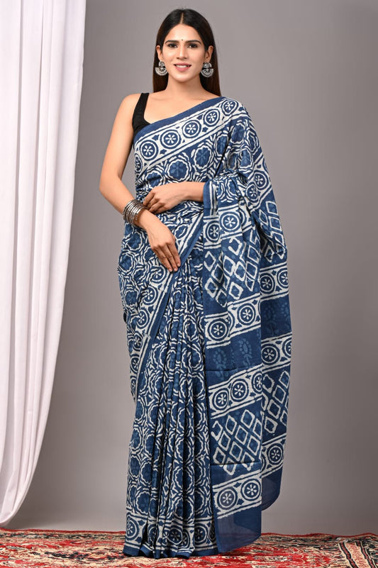 Traditional Bhagalpuri Linen Cotton Saree for Women
