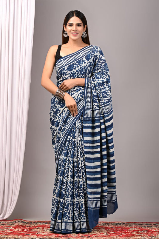 Traditional Bhagalpuri Linen Cotton Saree for Women
