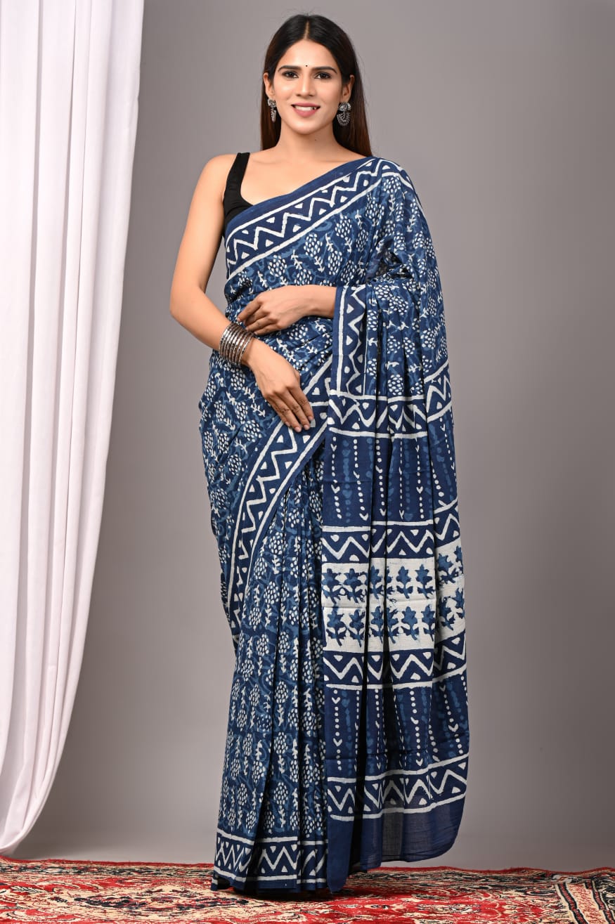 Traditional Bhagalpuri Linen Cotton Saree for Women
