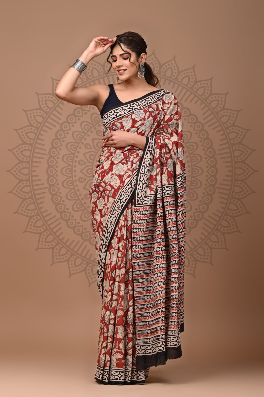 Traditional Bhagalpuri Linen Cotton Saree for Women