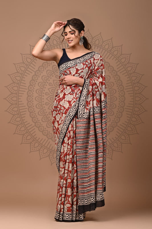 Traditional Bhagalpuri Linen Cotton Saree for Women