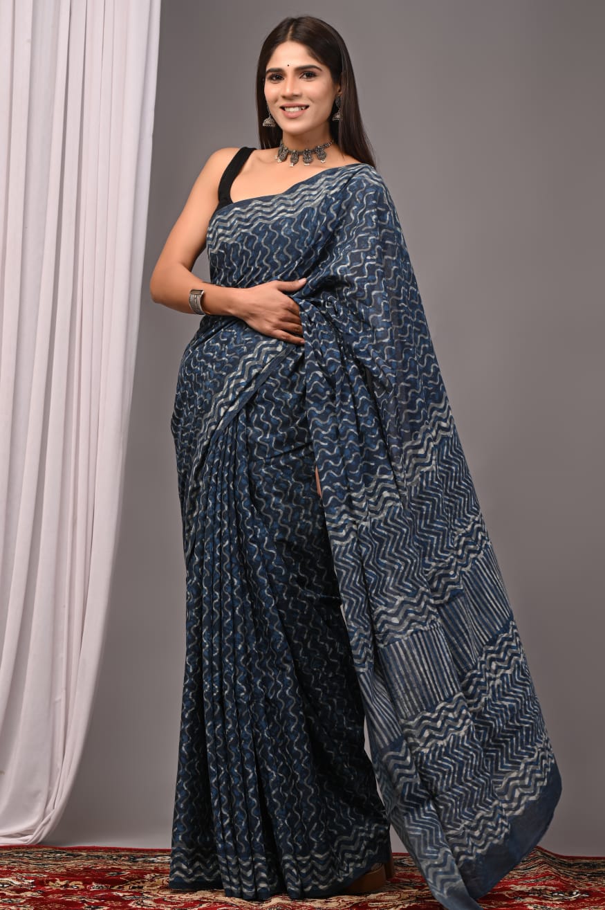 Traditional Bhagalpuri Linen Cotton Saree for Women