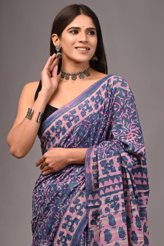 Traditional Bhagalpuri Linen Cotton Saree for Women