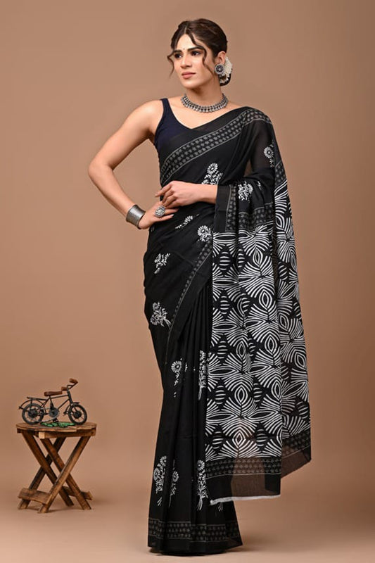 Traditional Bhagalpuri Linen Cotton Saree for Women