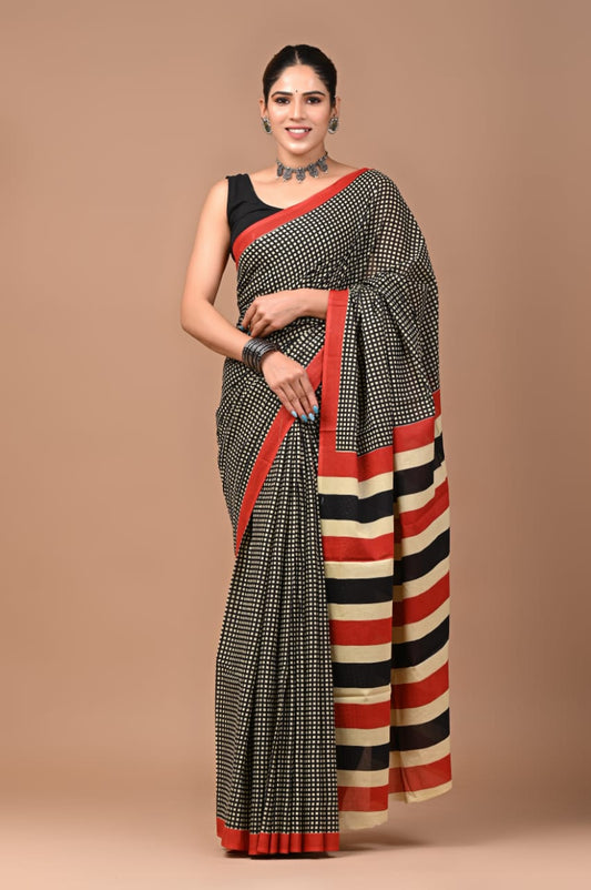 Traditional Bhagalpuri Linen Cotton Saree for Women