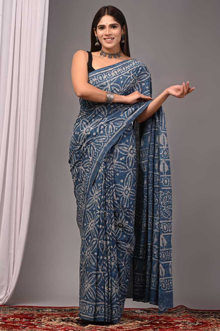Traditional Bhagalpuri Linen Cotton Saree for Women