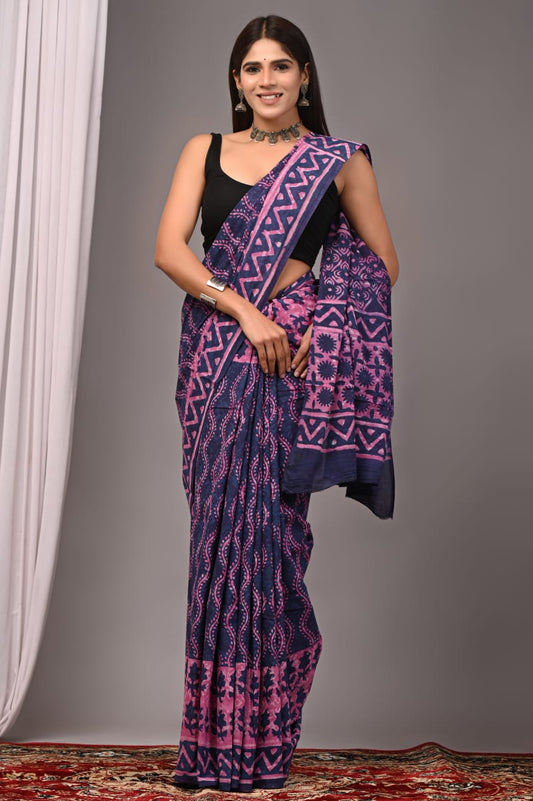Traditional Bhagalpuri Linen Cotton Saree for Women