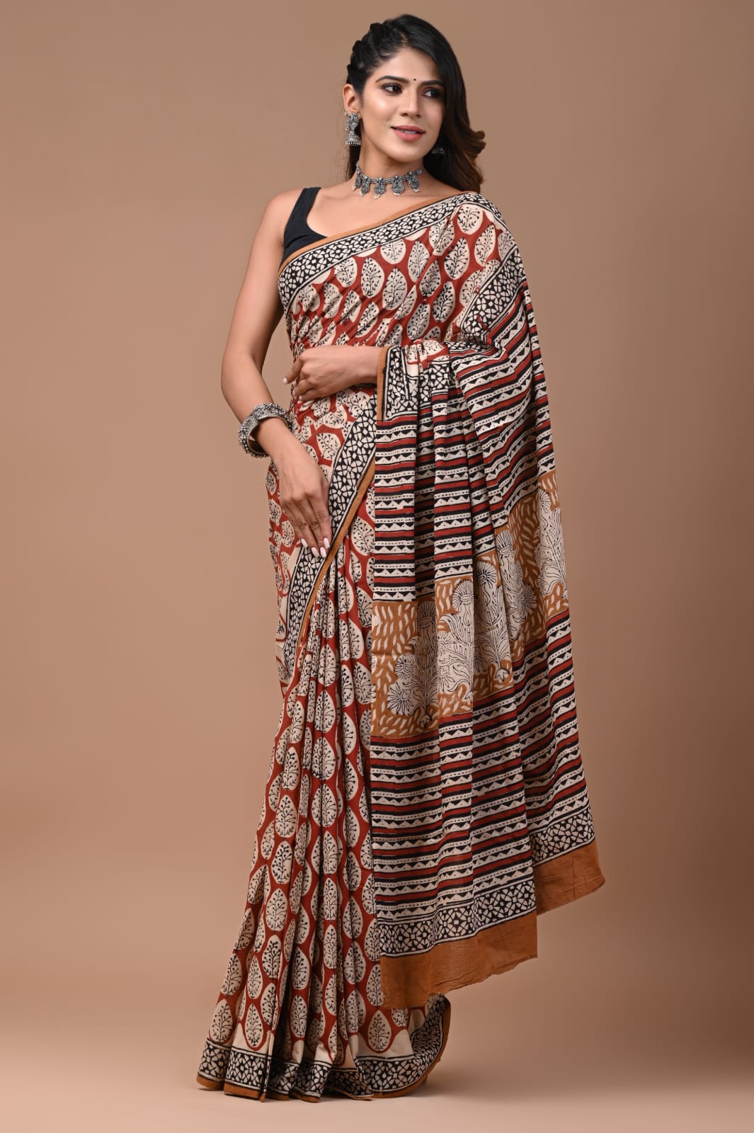 Traditional Bhagalpuri Linen Cotton Saree for Women