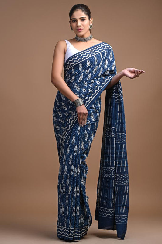 Traditional Bhagalpuri Linen Cotton Saree for Women