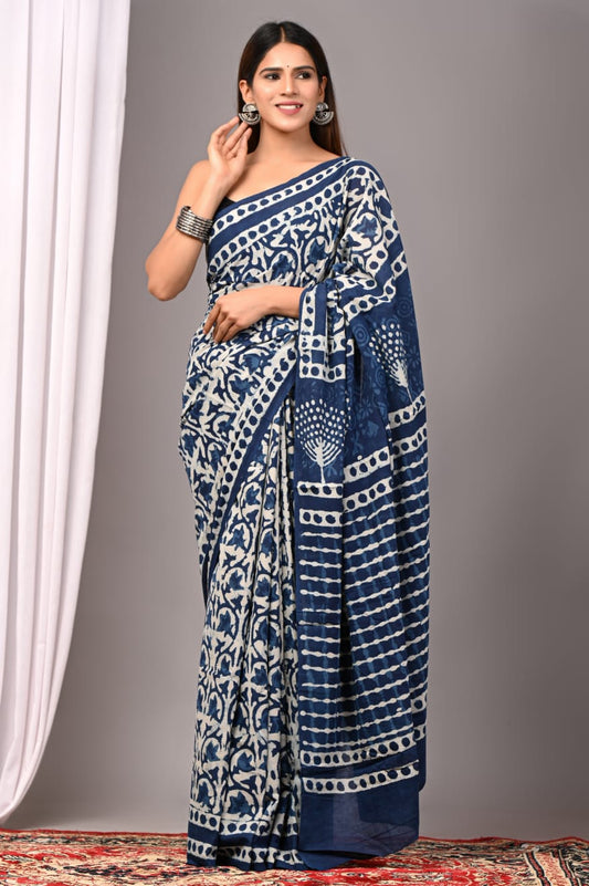 Traditional Bhagalpuri Linen Cotton Saree for Women