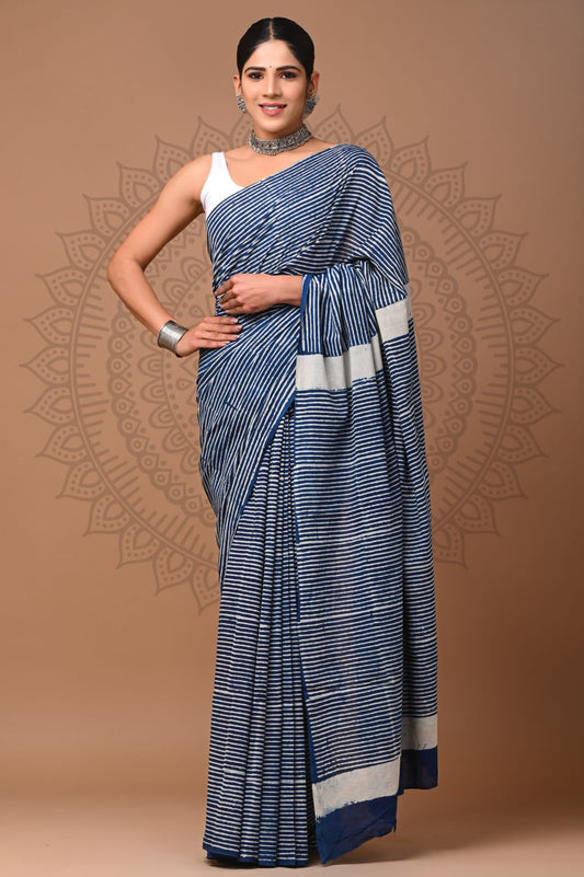 Traditional Bhagalpuri Linen Cotton Saree for Women