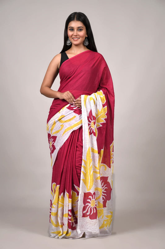Traditional Bhagalpuri Linen Cotton Saree for Women