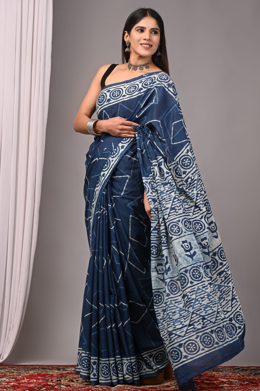 Traditional Bhagalpuri Linen Cotton Saree for Women