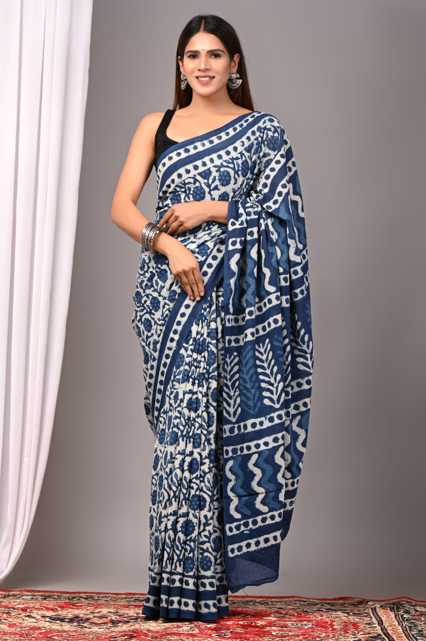 Traditional Bhagalpuri Linen Cotton Saree for Women