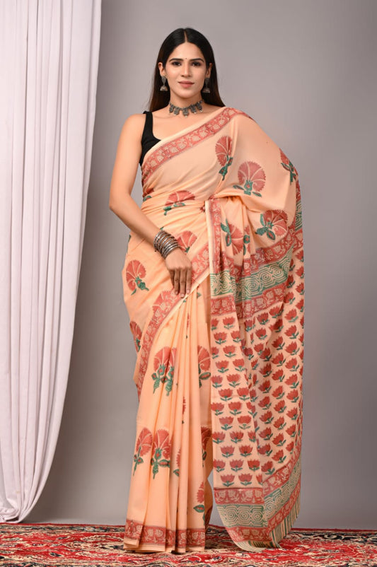 Traditional Bhagalpuri Linen Cotton Saree for Women