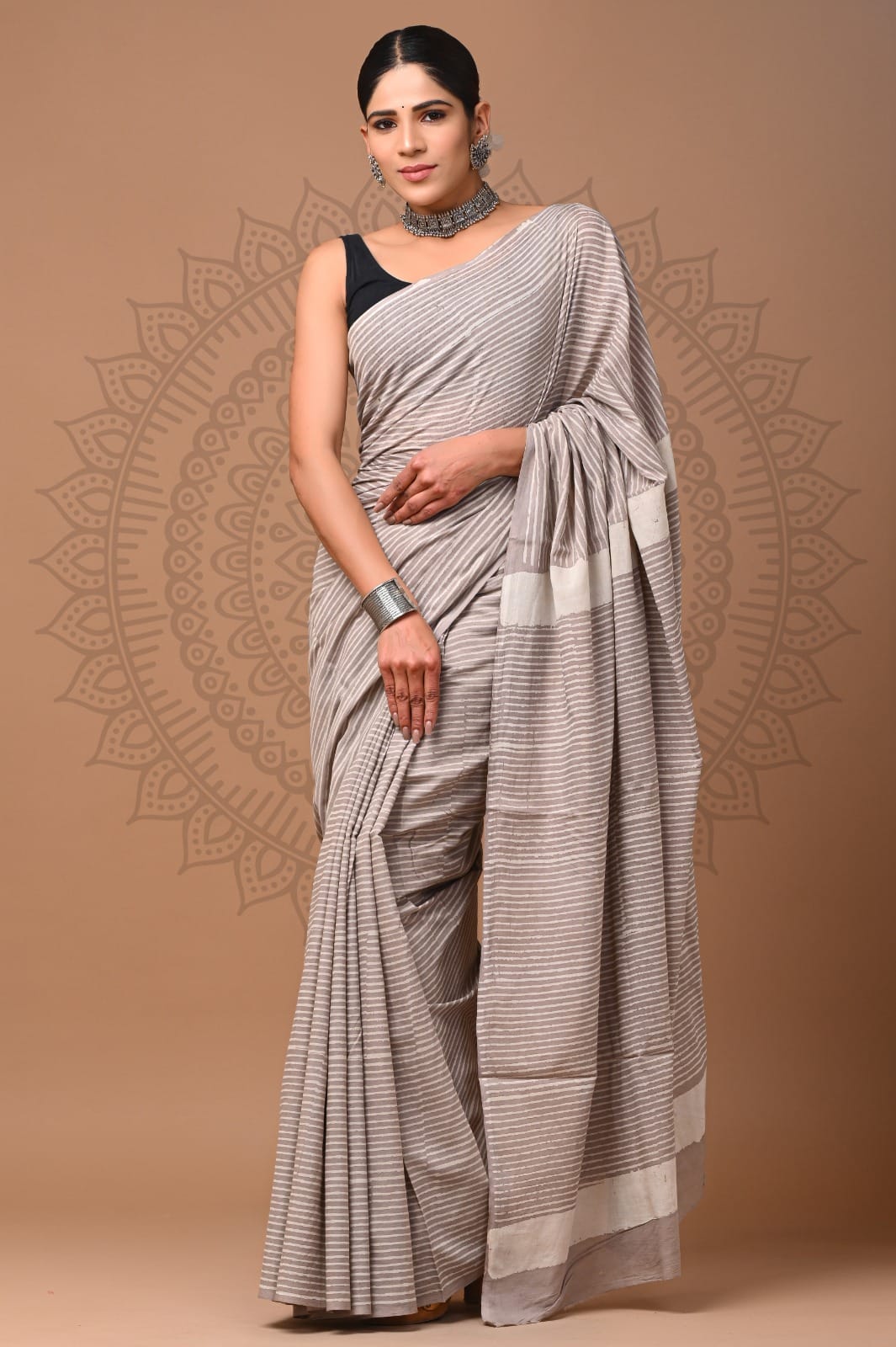 Traditional Bhagalpuri Linen Cotton Saree for Women