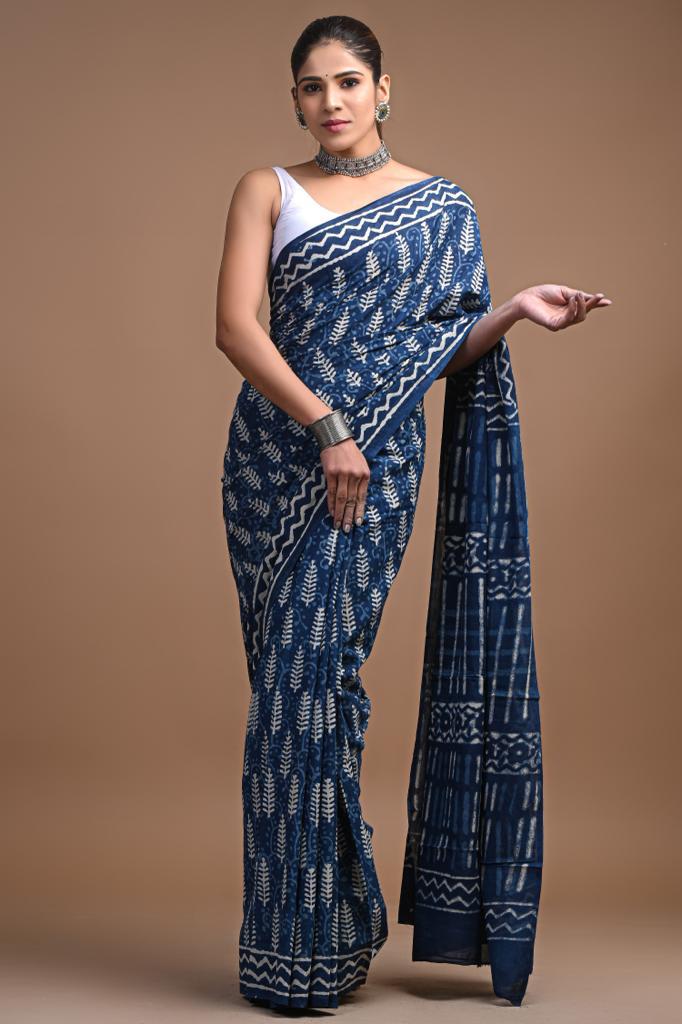 Traditional Bhagalpuri Linen Cotton Saree for Women
