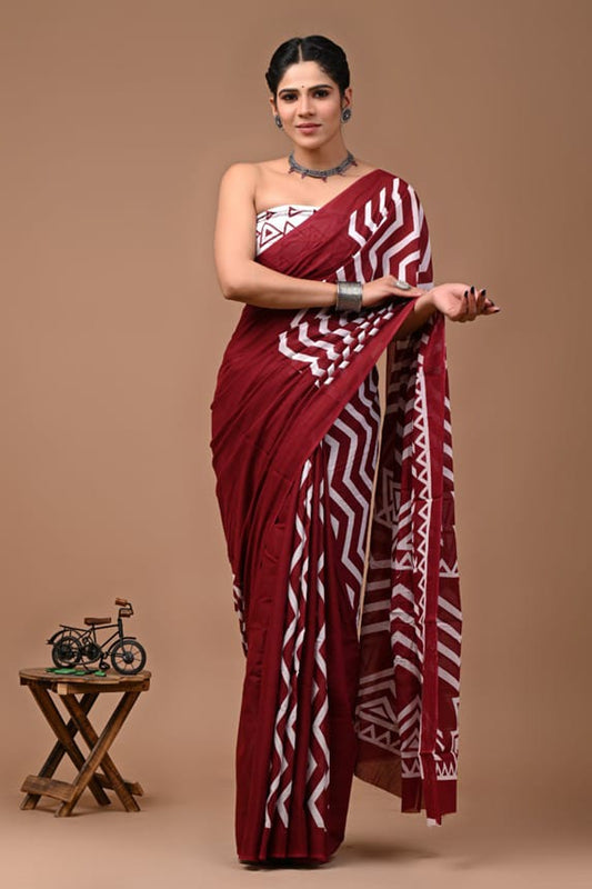 Traditional Bhagalpuri Linen Cotton Saree for Women