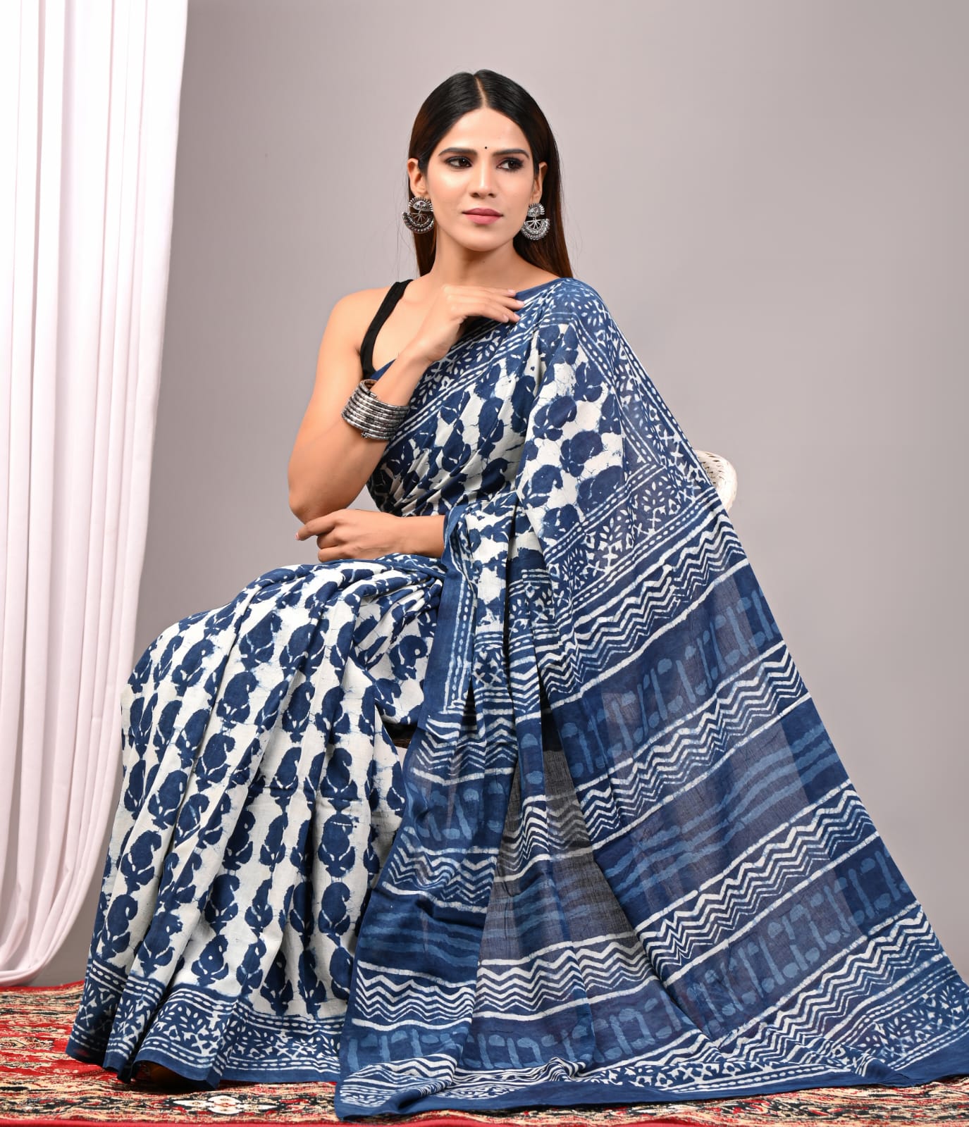 Traditional Bhagalpuri Linen Cotton Saree for Women