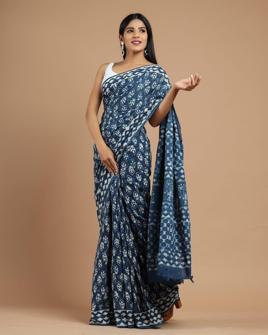 Traditional Bhagalpuri Linen Cotton Saree for Women
