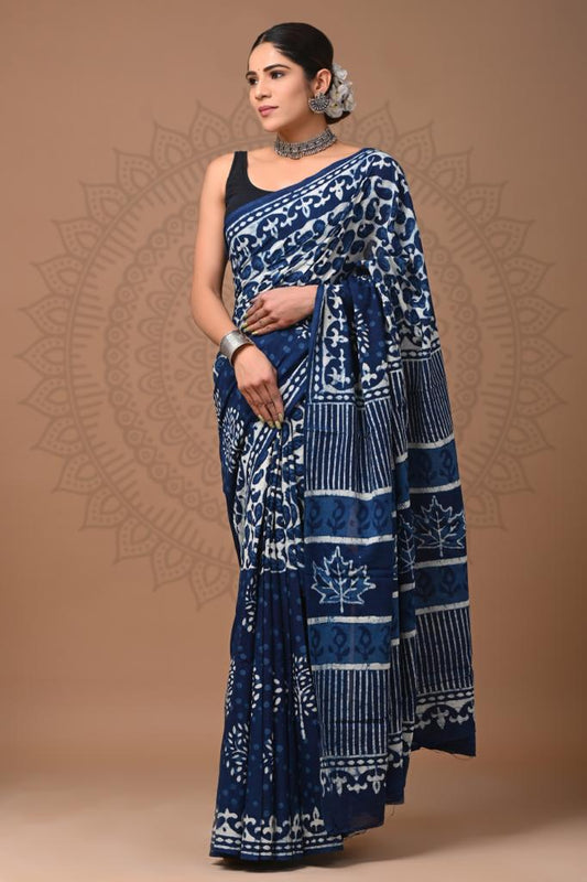 Traditional Bhagalpuri Linen Cotton Saree for Women