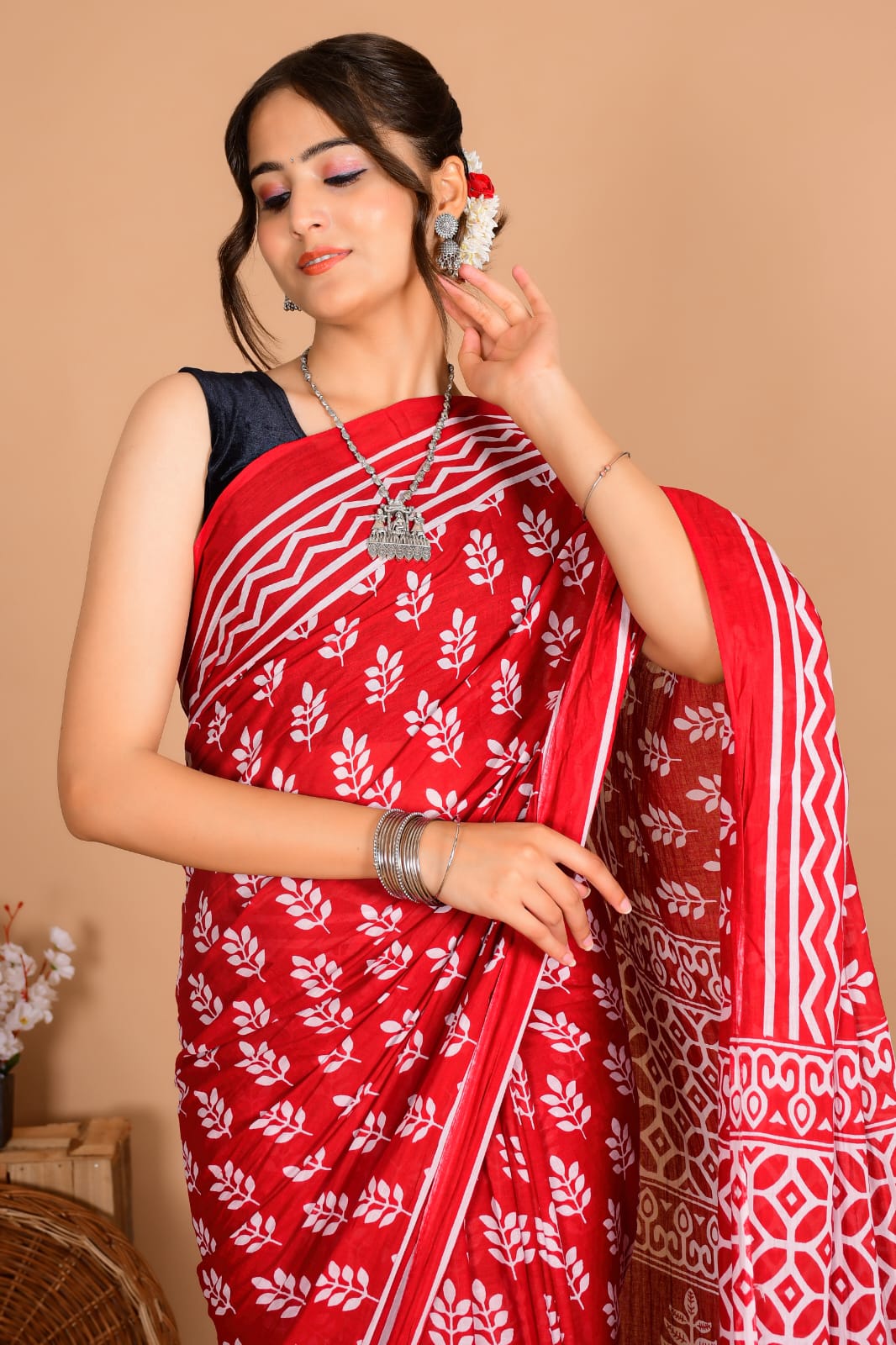 Traditional Bhagalpuri Linen Cotton Saree for Women
