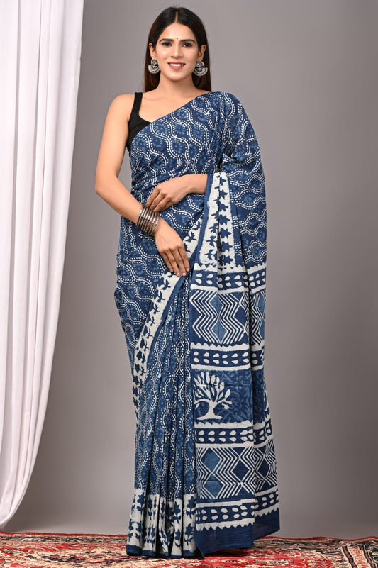 Traditional Bhagalpuri Linen Cotton Saree for Women