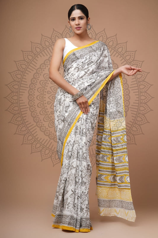Traditional Bhagalpuri Linen Cotton Saree for Women