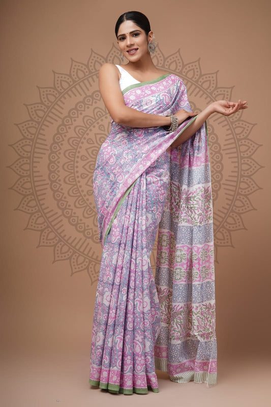 Traditional Bhagalpuri Linen Cotton Saree for Women