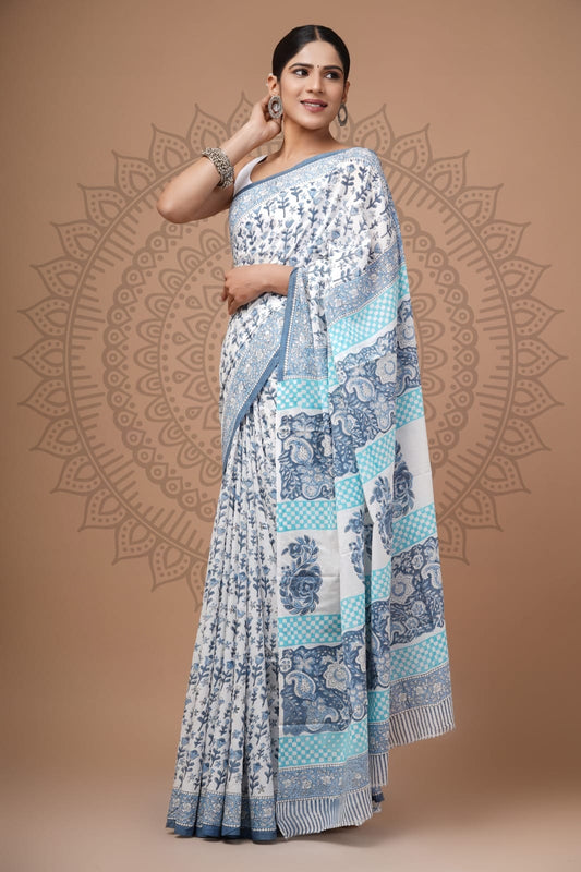 Traditional Bhagalpuri Linen Cotton Saree for Women