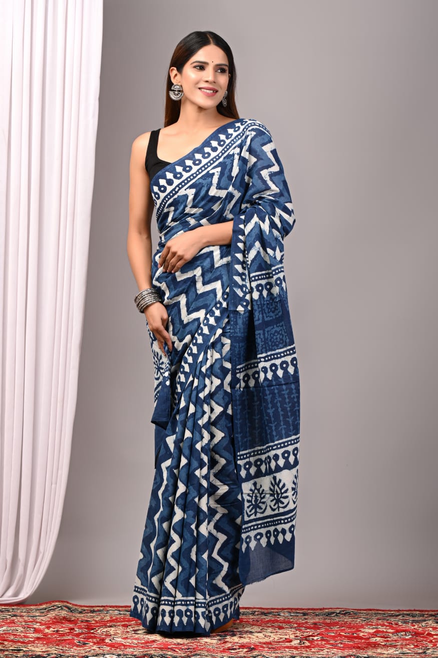 Traditional Bhagalpuri Linen Cotton Saree for Women