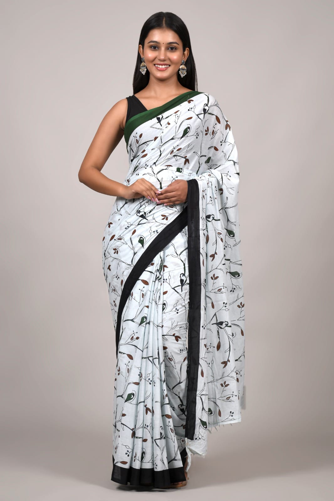 Traditional Bhagalpuri Linen Cotton Saree for Women