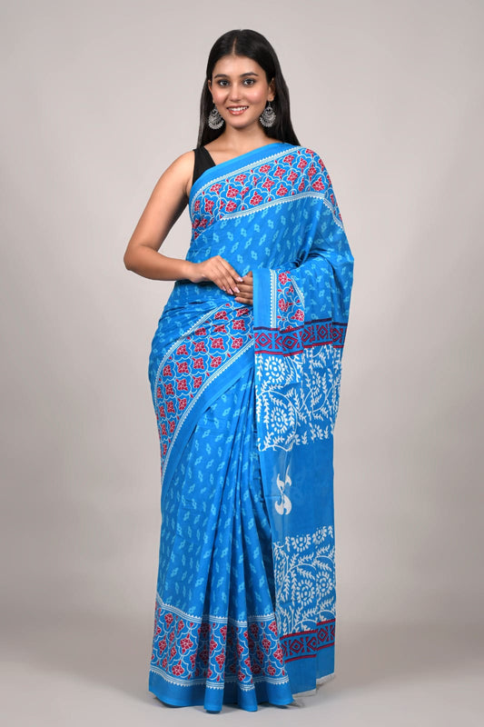 Traditional Bhagalpuri Linen Cotton Saree for Women