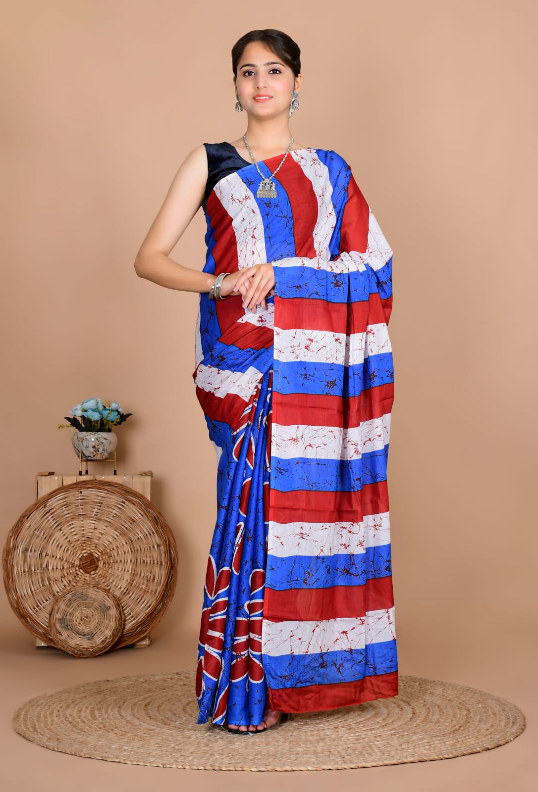 Traditional Bhagalpuri Linen Cotton Saree for Women