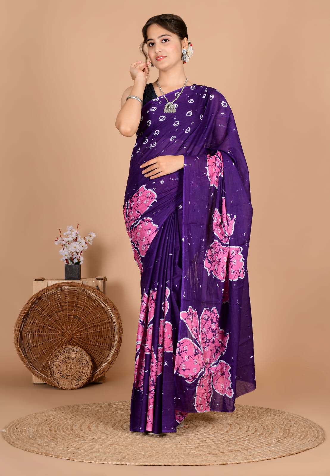 Traditional Bhagalpuri Linen Cotton Saree for Women