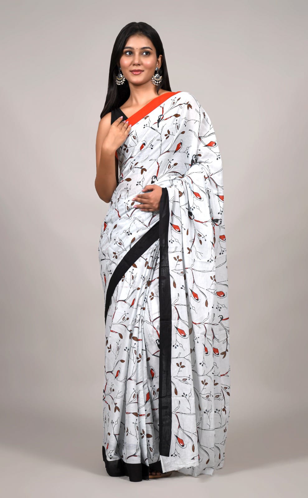 Traditional Bhagalpuri Linen Cotton Saree for Women