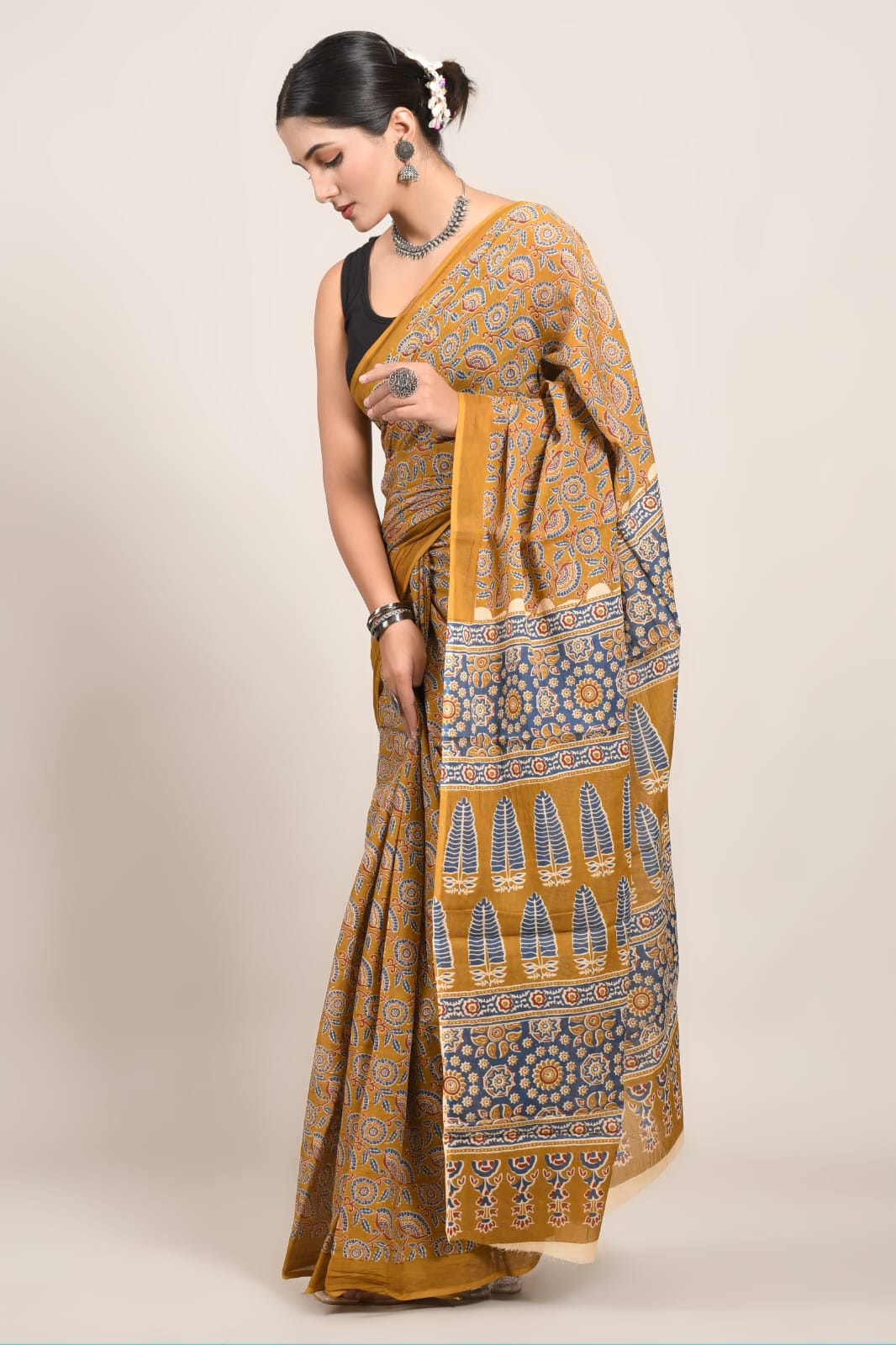 Traditional Bhagalpuri Linen Cotton Saree for Women