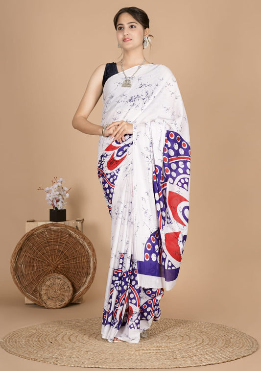 Traditional Bhagalpuri Linen Cotton Saree for Women