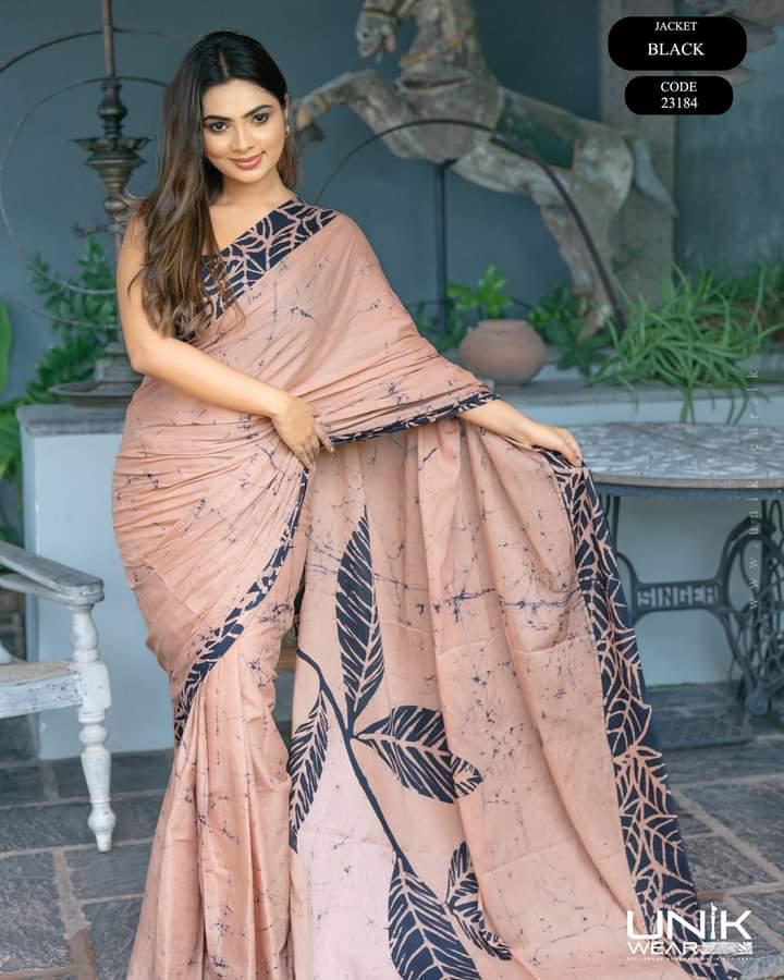 Traditional Bhagalpuri Linen Cotton Saree for Women
