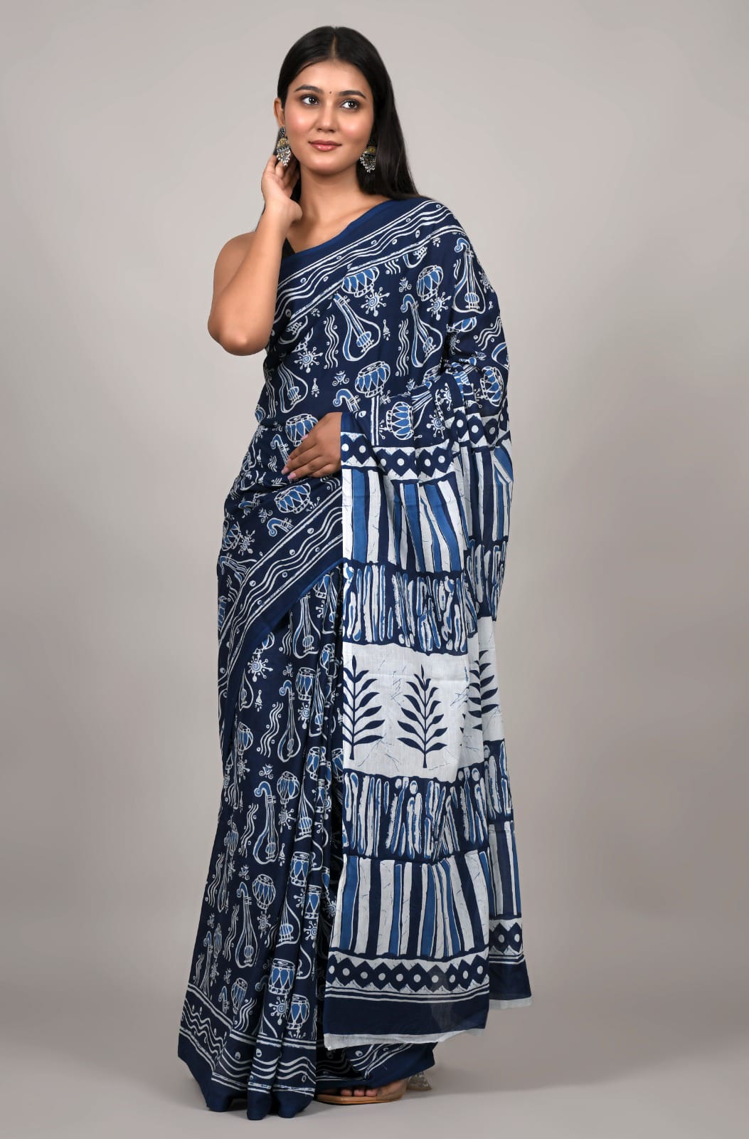Traditional Bhagalpuri Linen Cotton Saree for Women